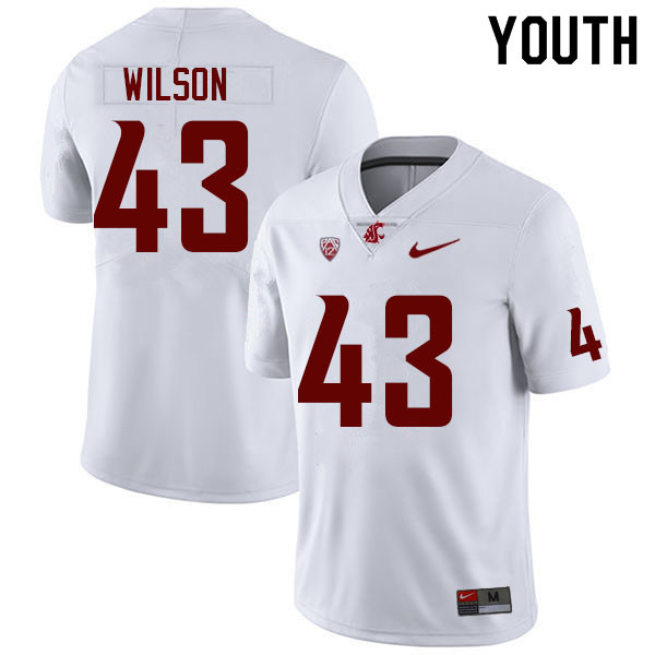 Youth #43 Ben Wilson Washington State Cougars College Football Jerseys Sale-White - Click Image to Close